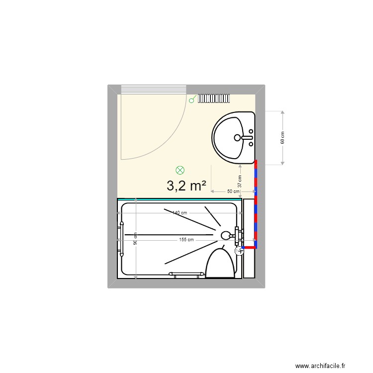 MANGOT Rénové. Plan de 1 pièce et 3 m2