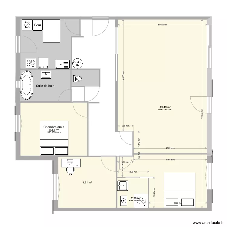 Appart salon projet. Plan de 