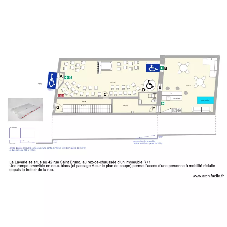 La Laverie plan de coupe. Plan de 