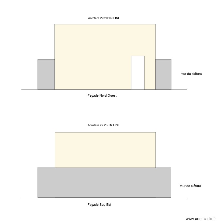 Facades Nord Ouest  et Sud Est . Plan de 0 pièce et 0 m2