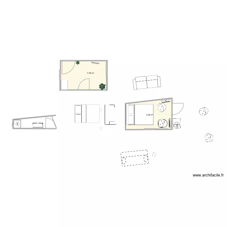 veranda biblioth&egrave;que. Plan de 