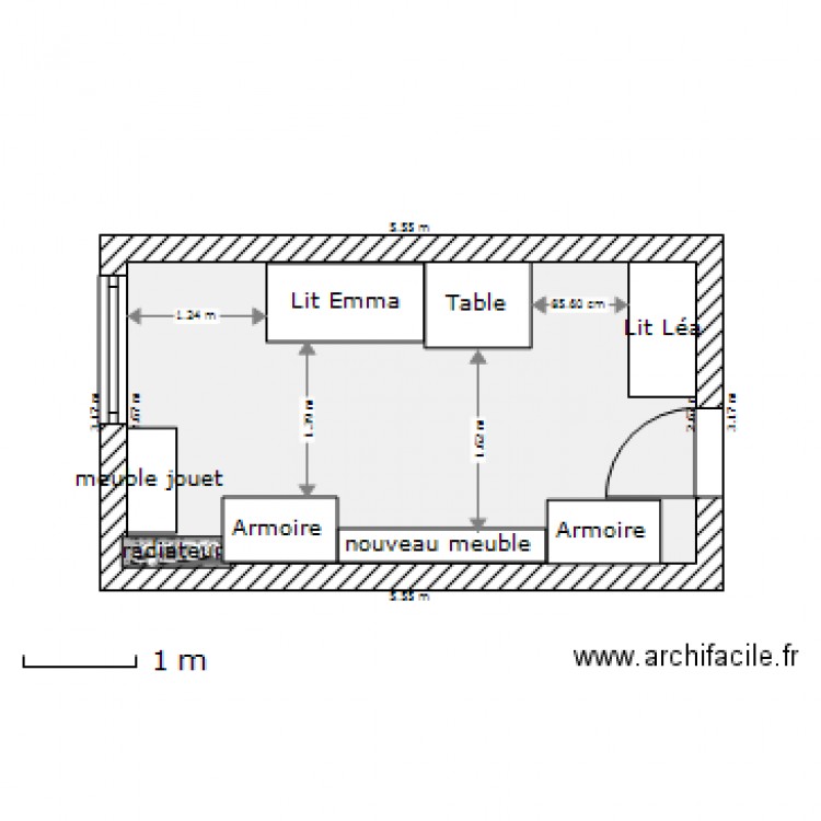 Chambre future Emma et Lea nÂ°2. Plan de 0 pièce et 0 m2