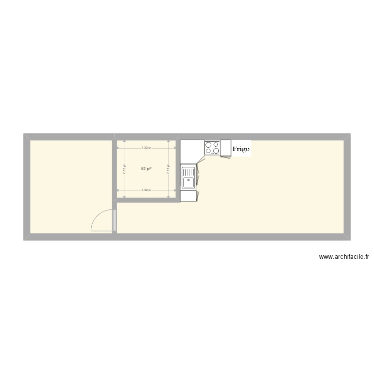 casita7. Plan de 2 pièces et 40 m2