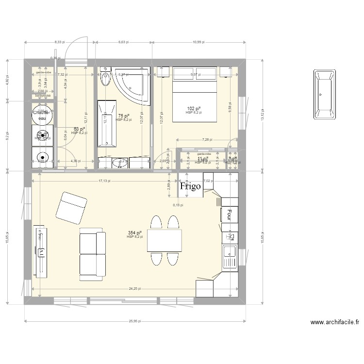 st-isidore plan 6. Plan de 7 pièces et 58 m2