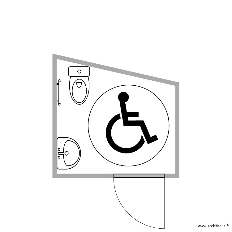 WC PMR. Plan de 0 pièce et 0 m2