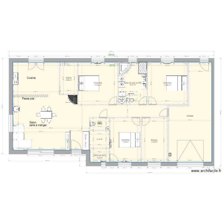 plan maison ménilière  cote placo. Plan de 0 pièce et 0 m2