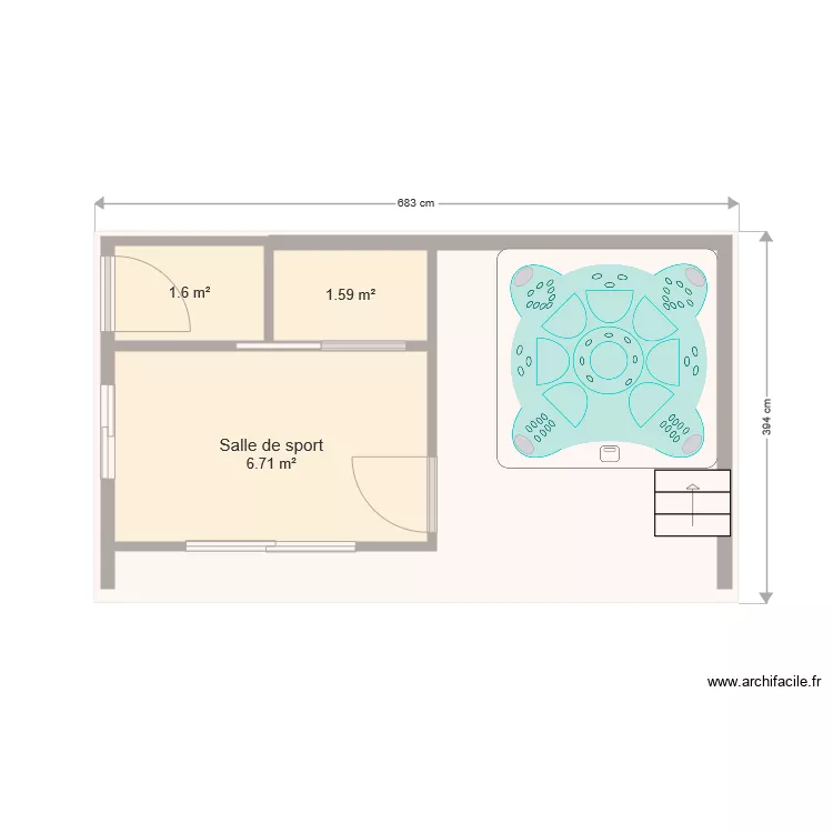 1 pool house. Plan de 