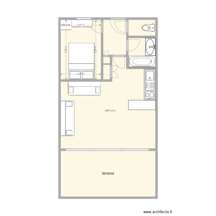 05 263. Plan de 8 pièces et 48 m2