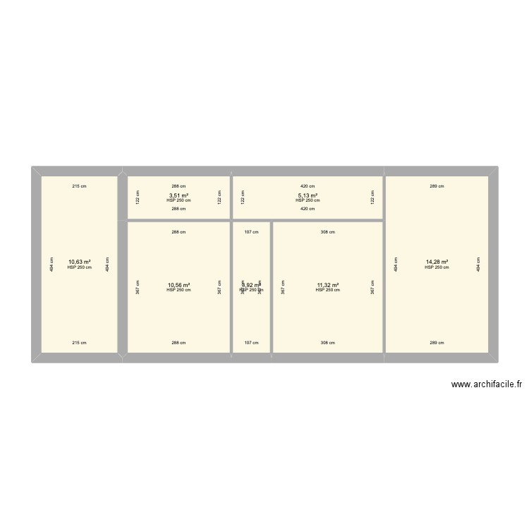 nouvelle maison. Plan de 7 pièces et 59 m2