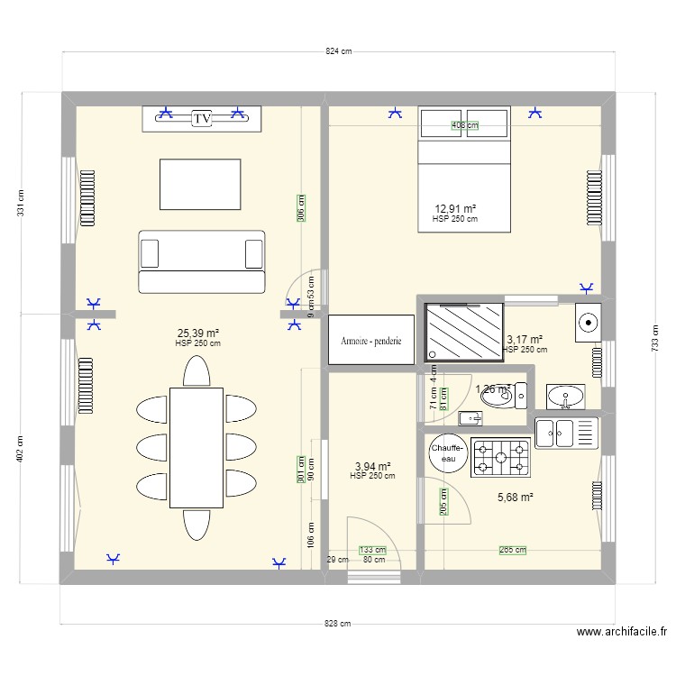 Appartement Faure modification V2. Plan de 0 pièce et 0 m2