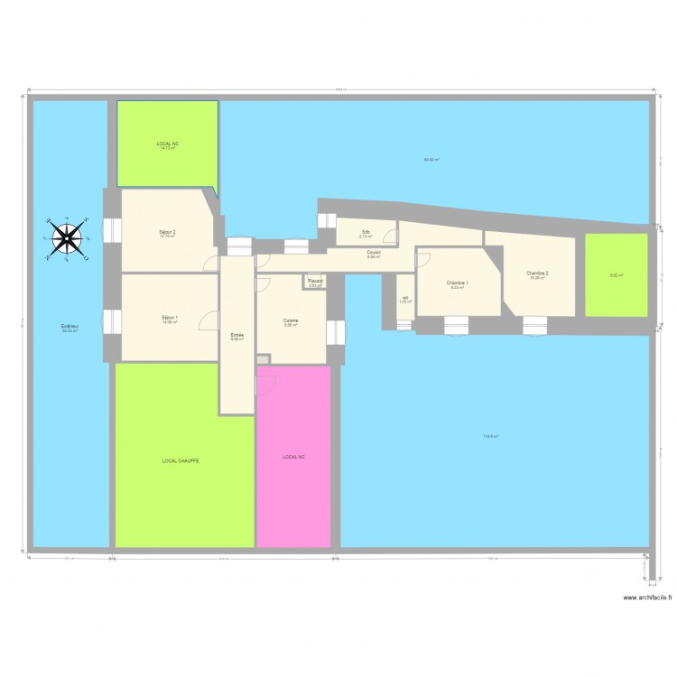 etage1 cambronne iso. Plan de 20 pièces et 420 m2