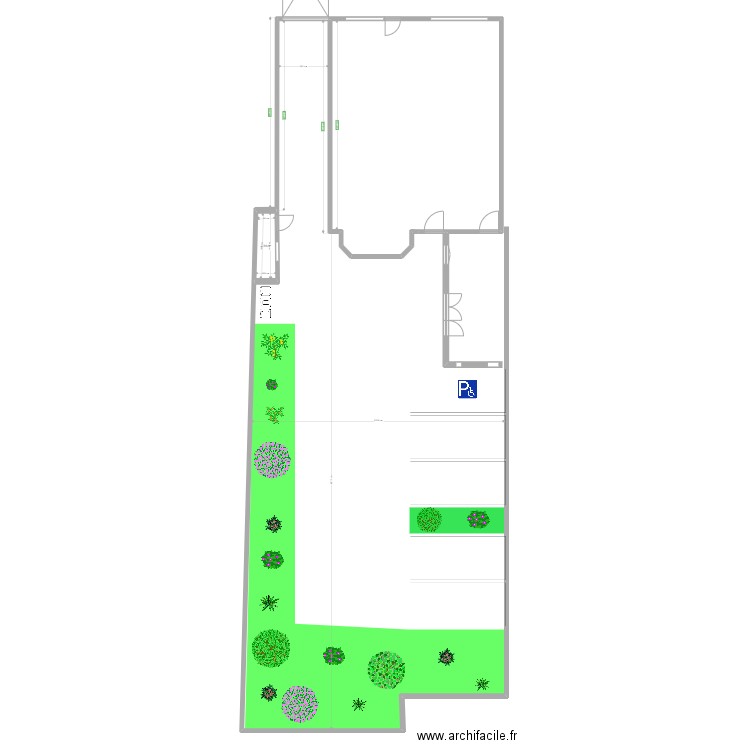 RDC TABAC AVEC PARKING 3. Plan de 2 pièces et 105 m2