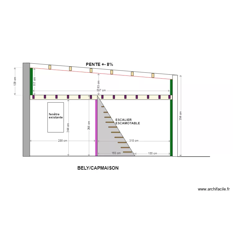 BELY coupe . Plan de 