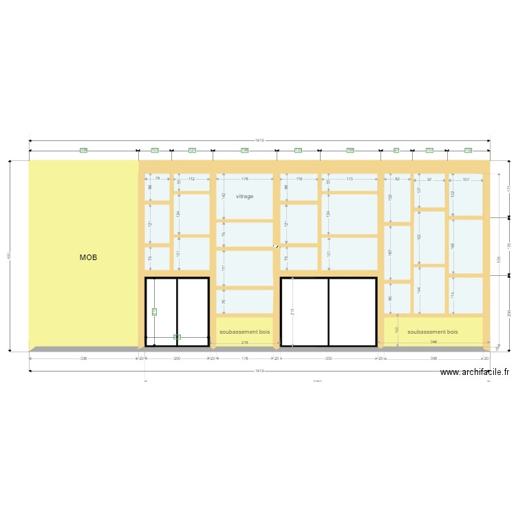 Mur rideau Plan A V2 couleur. Plan de 0 pièce et 0 m2