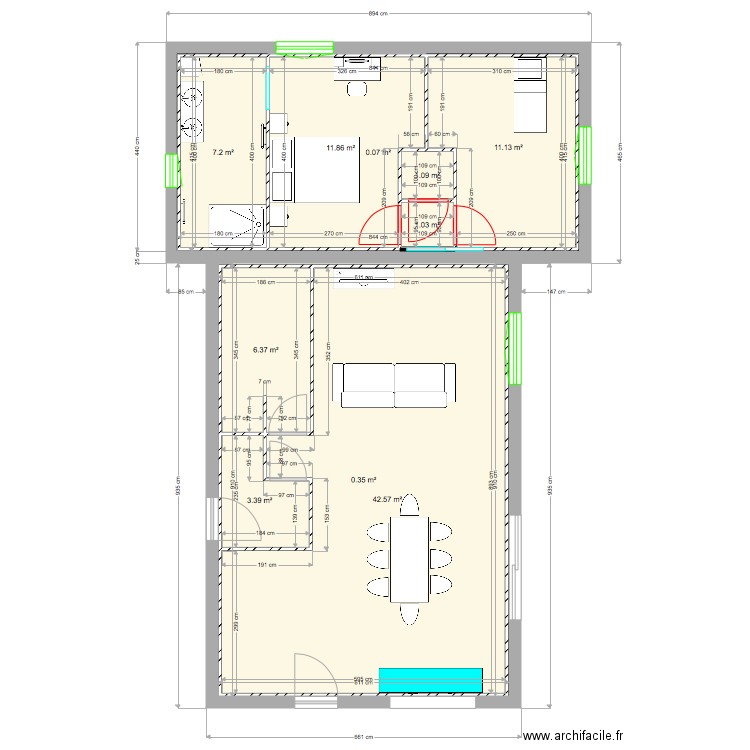 extension. Plan de 0 pièce et 0 m2