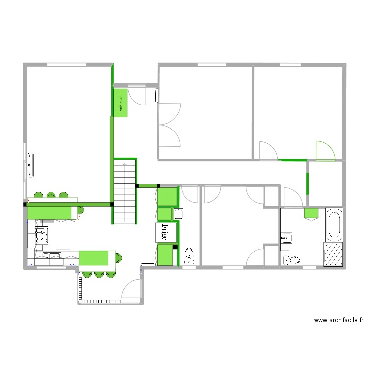 1696 Parc fini. Plan de 6 pièces et 29 m2