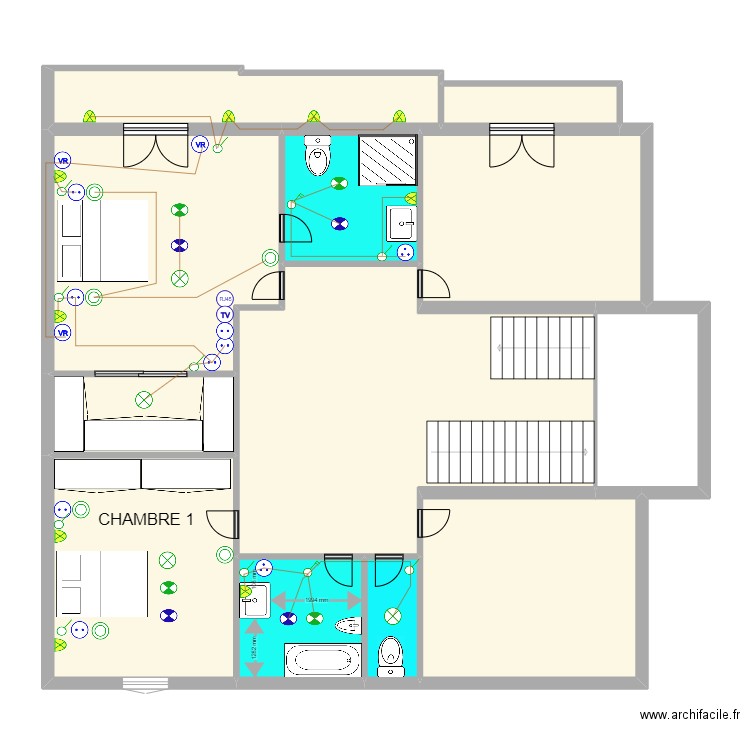 1er étage 123. Plan de 12 pièces et 162 m2