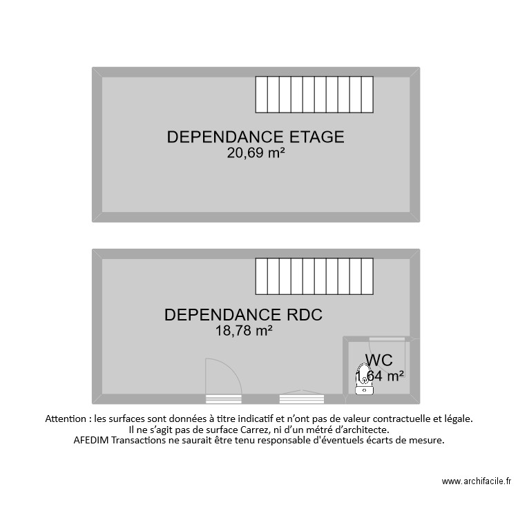 BI8710 DEPENDANCES . Plan de 3 pièces et 41 m2