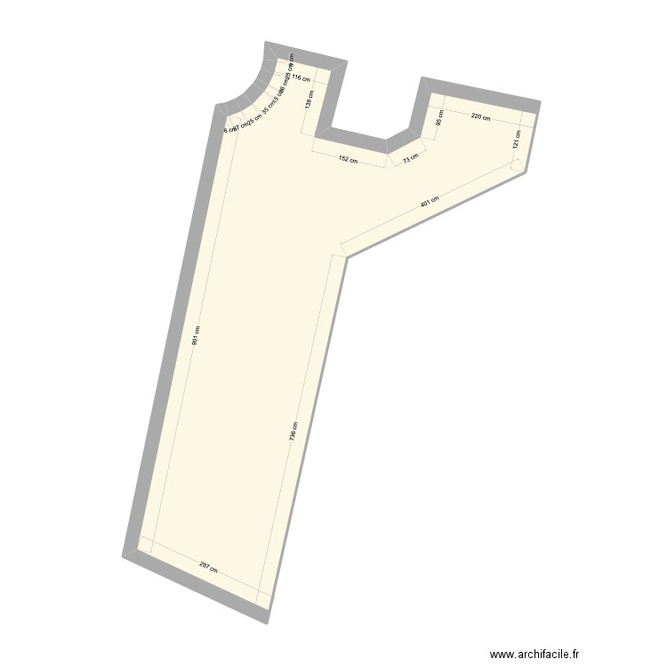 Lamarck - cours - RDC. Plan de 1 pièce et 36 m2