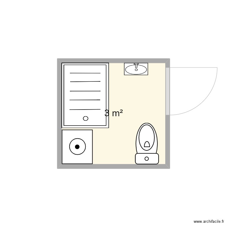 S de B 3. Plan de 1 pièce et 3 m2