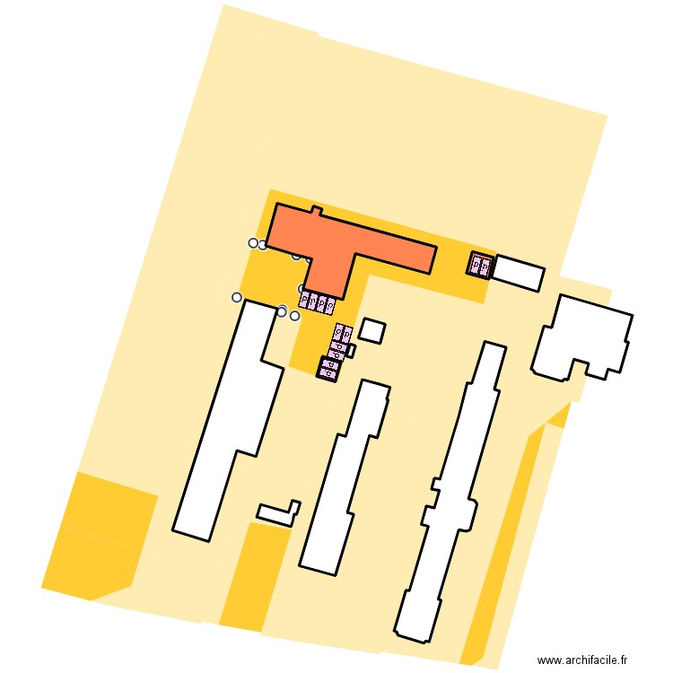 cadastre couleur parking projeté. Plan de 11 pièces et 3158 m2