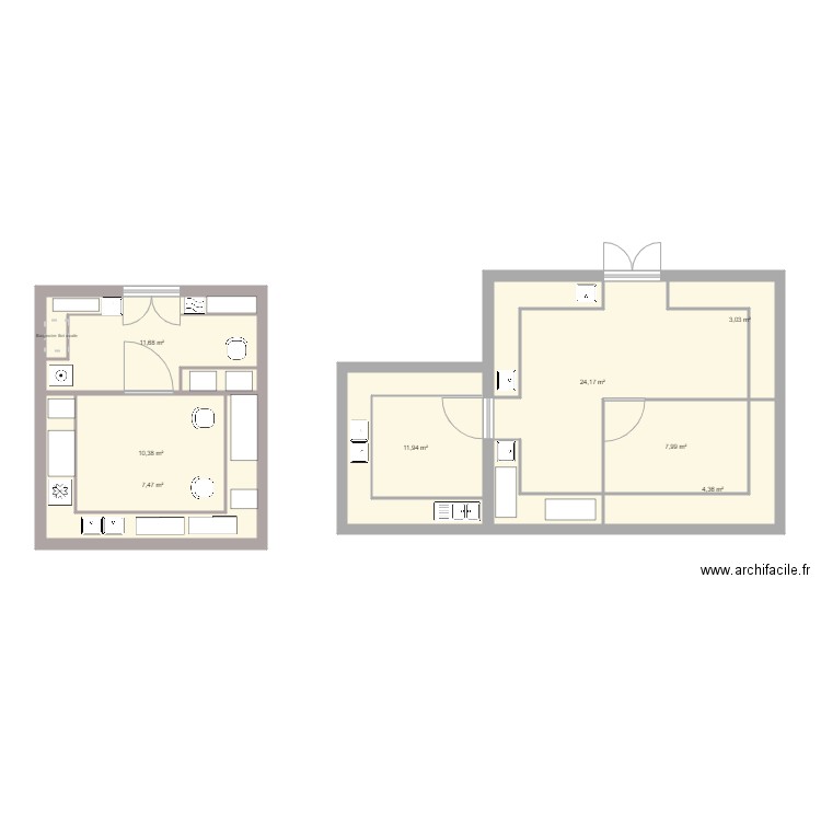 Labo CQ. Plan de 8 pièces et 81 m2