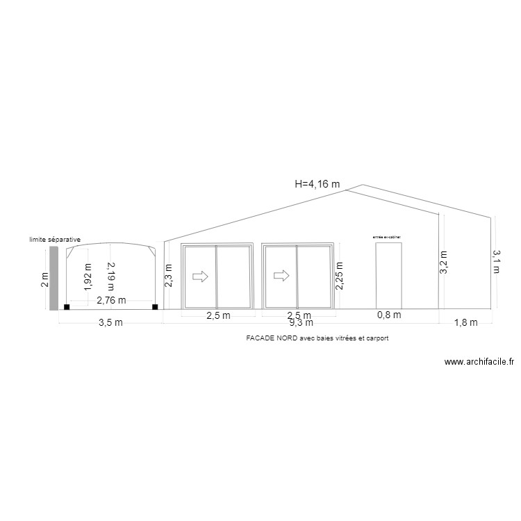 facade nord projet et régularisation . Plan de 0 pièce et 0 m2