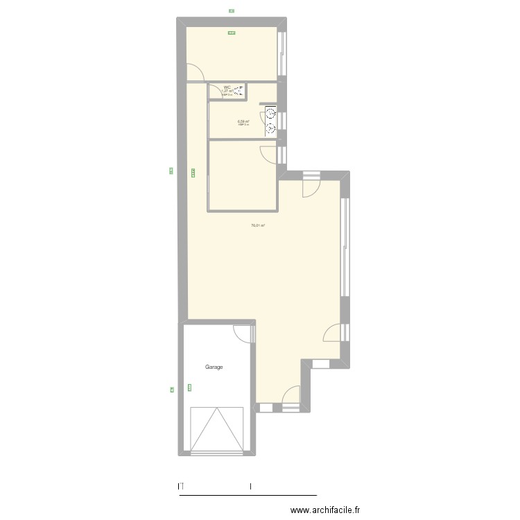 STELLA VERDUN. Plan de 3 pièces et 84 m2