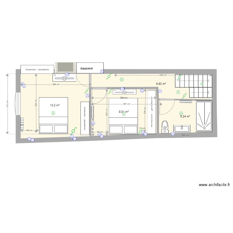 2er etage 4 septembre 2 ch sdb douche gauche. Plan de 0 pièce et 0 m2