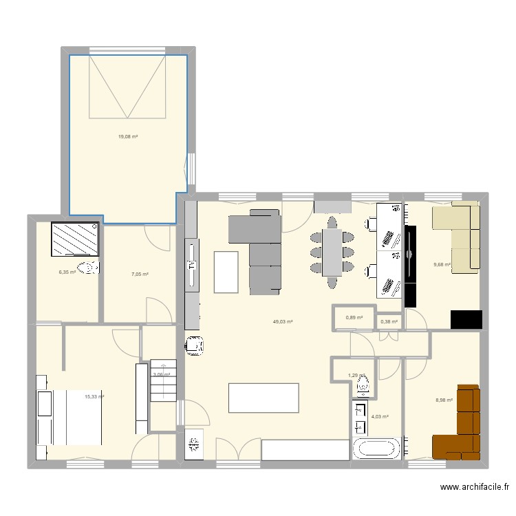 Maison Moussy le Neuf 2. Plan de 12 pièces et 125 m2