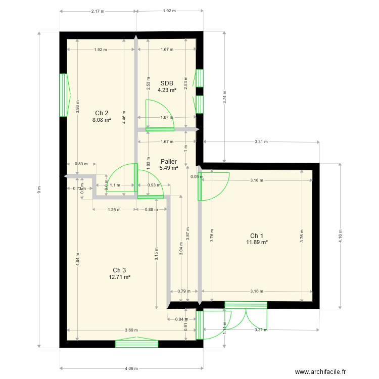 Plan Etat des Lieux Etage V3. Plan de 0 pièce et 0 m2