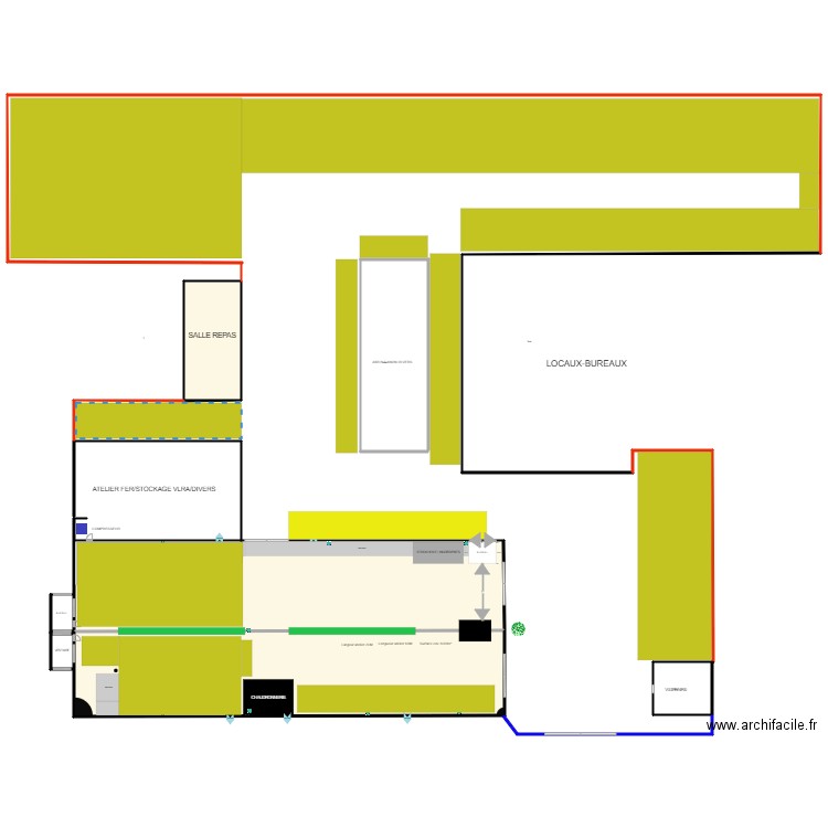 PLAN ATELIER PROD. Plan de 3 pièces et 1560 m2