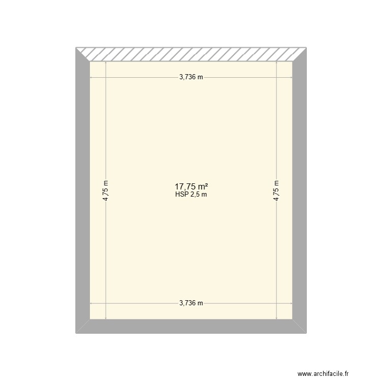 napora. Plan de 1 pièce et 18 m2