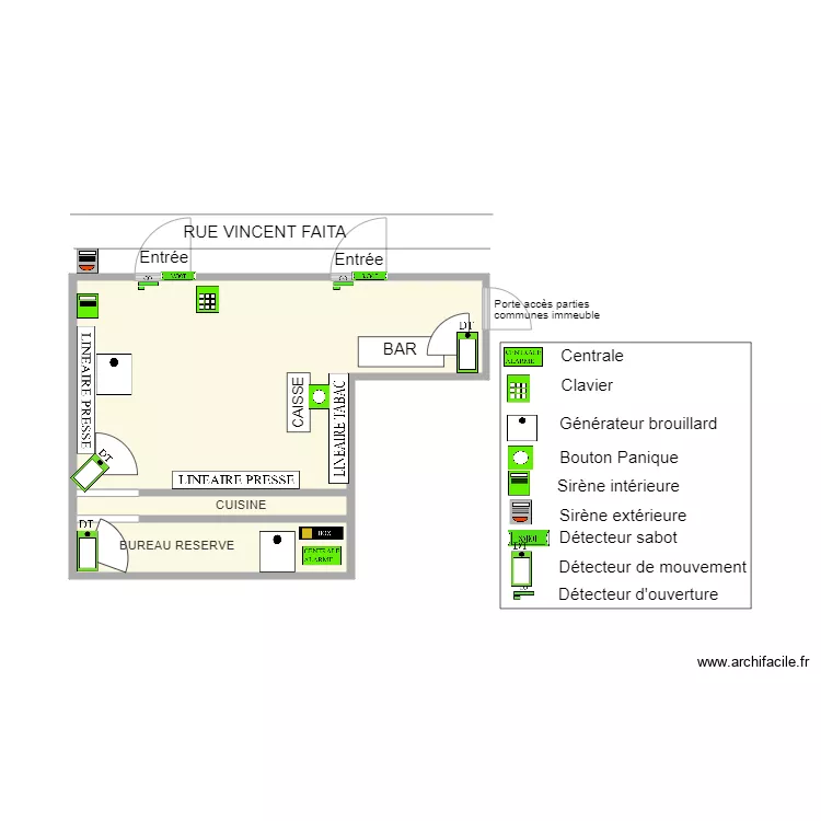 TABAC PRESSE LABBAYE CENDRAS ALARME GENERATEUR. Plan de 