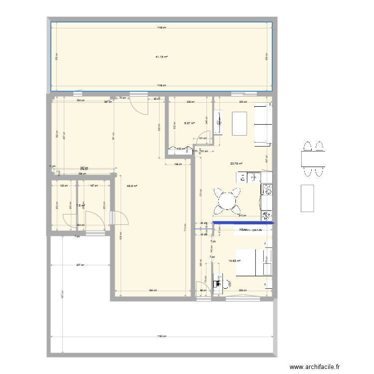 fusain rdc sejour sud cuisine non deplacée. Plan de 0 pièce et 0 m2