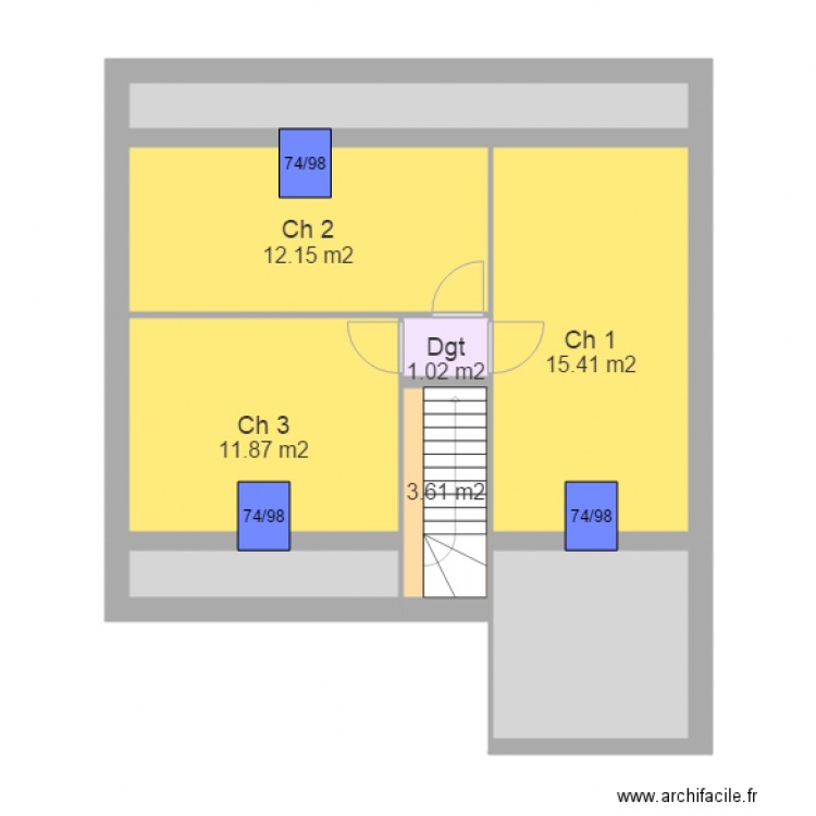 LECOMTE etage H. Plan de 0 pièce et 0 m2