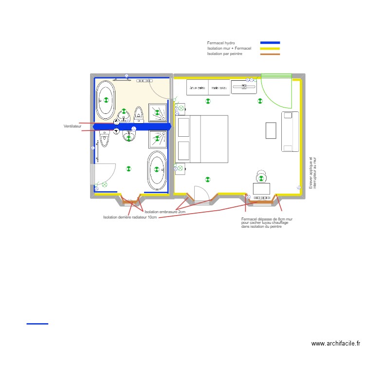 chambre 206. Plan de 1 pièce et 5 m2