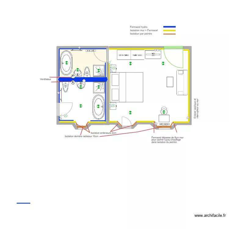 chambre 206. Plan de 