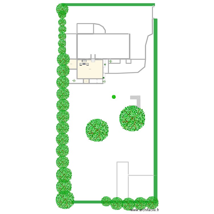 Aménagement extérieur v4. Plan de 3 pièces et 58 m2