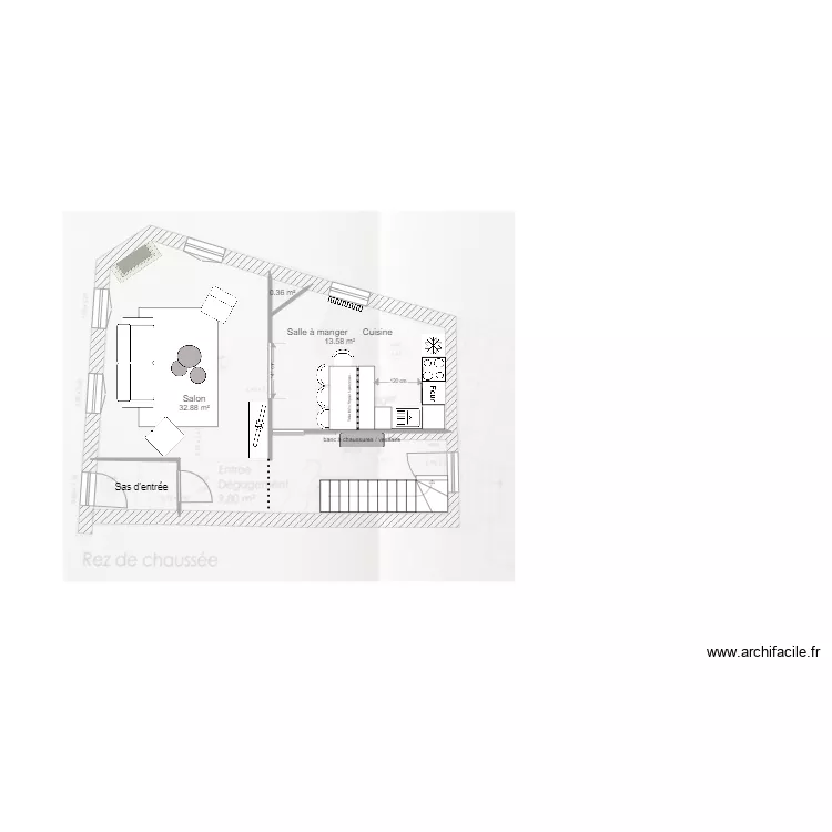 FAMILLE PONROY       RdC autre solution. Plan de 