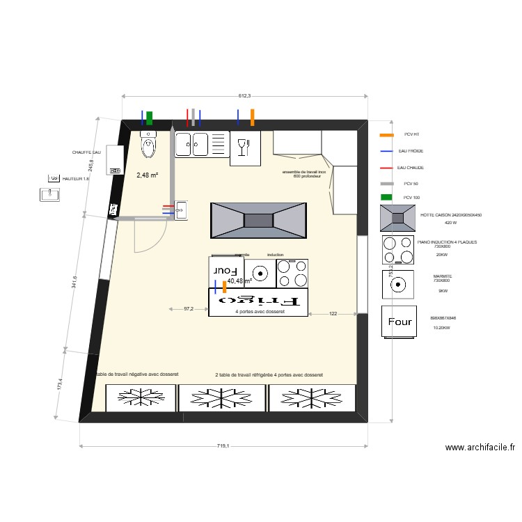 calonne 3. Plan de 2 pièces et 43 m2