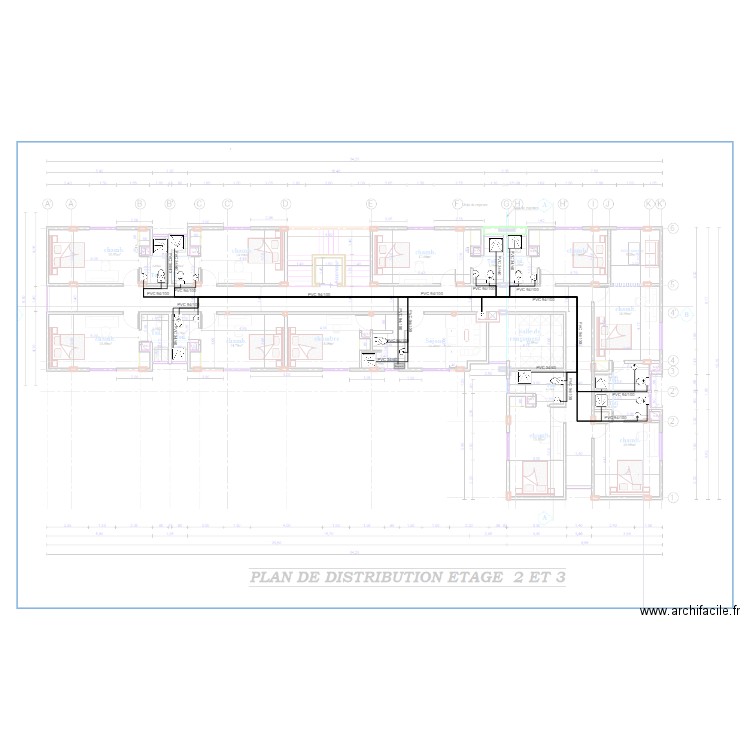 Evacuation EV et EU Etage 2 et 3 HOTEL KRIBI. Plan de 0 pièce et 0 m2