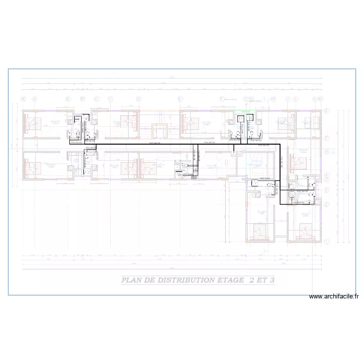 Evacuation EV et EU Etage 2 et 3 HOTEL KRIBI. Plan de 0 pièce et 0 m2