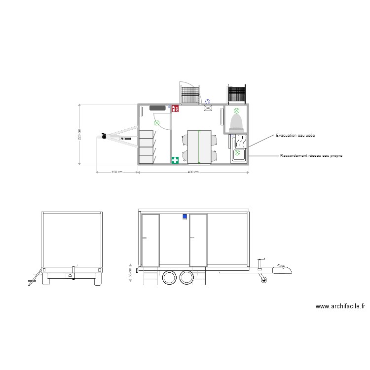 BVR FABRICATION 4 places luxe. Plan de 3 pièces et 8 m2