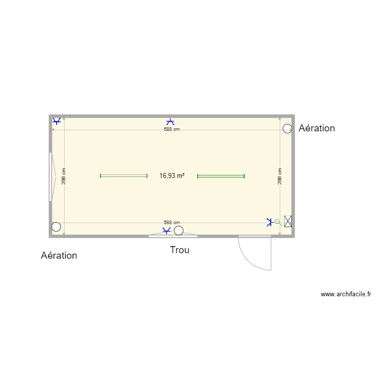 63351. Plan de 1 pièce et 17 m2