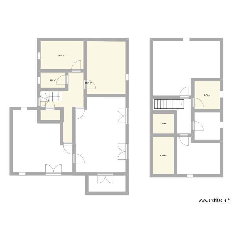 Maison papa. Plan de 6 pièces et 56 m2