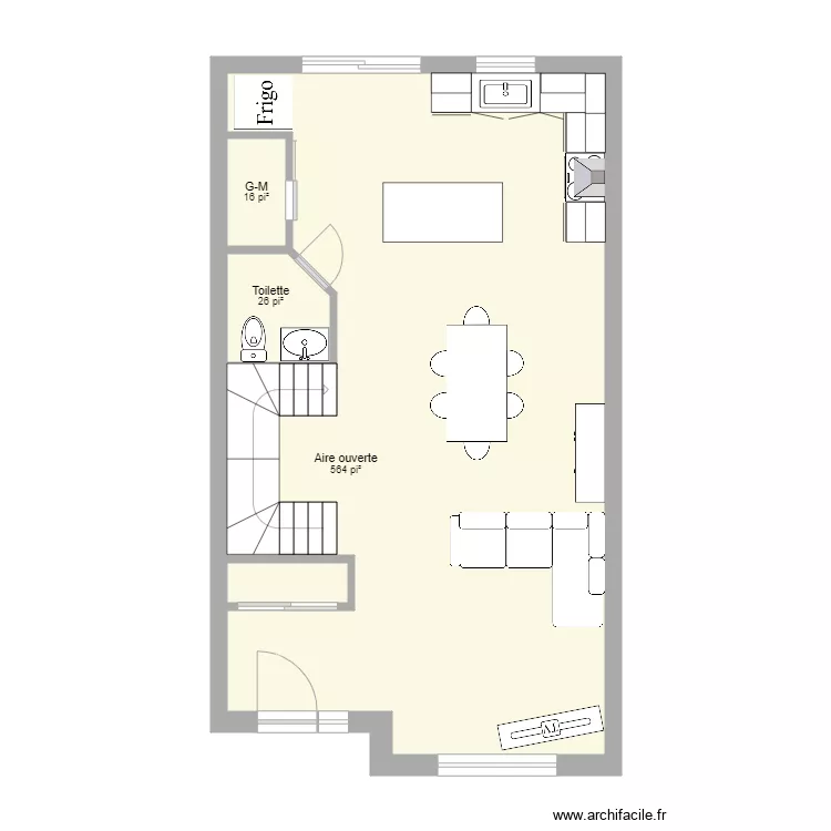 Maison de ville Travers&eacute;e RDC. Plan de 