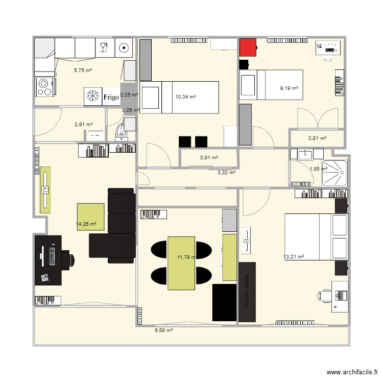 appart. Plan de 0 pièce et 0 m2