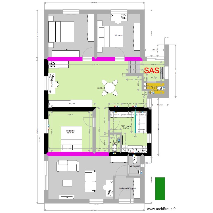 linteaus stade 1 annexe garde 152  121  65m2. Plan de 0 pièce et 0 m2
