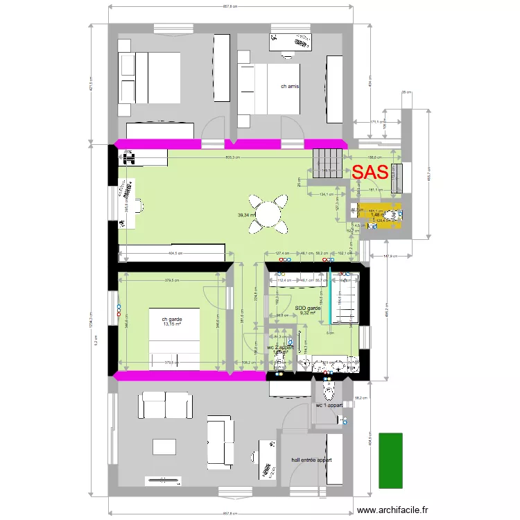 linteaus stade 1 annexe garde 152  121  65m2. Plan de 
